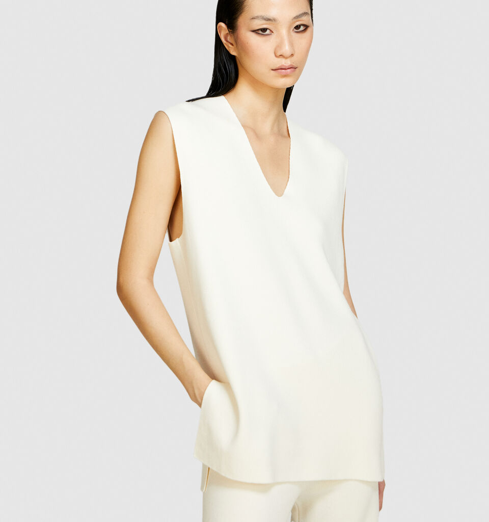 Knit vests - women's vests and sleeveless jackets - Creamy White | Sisley image number 4